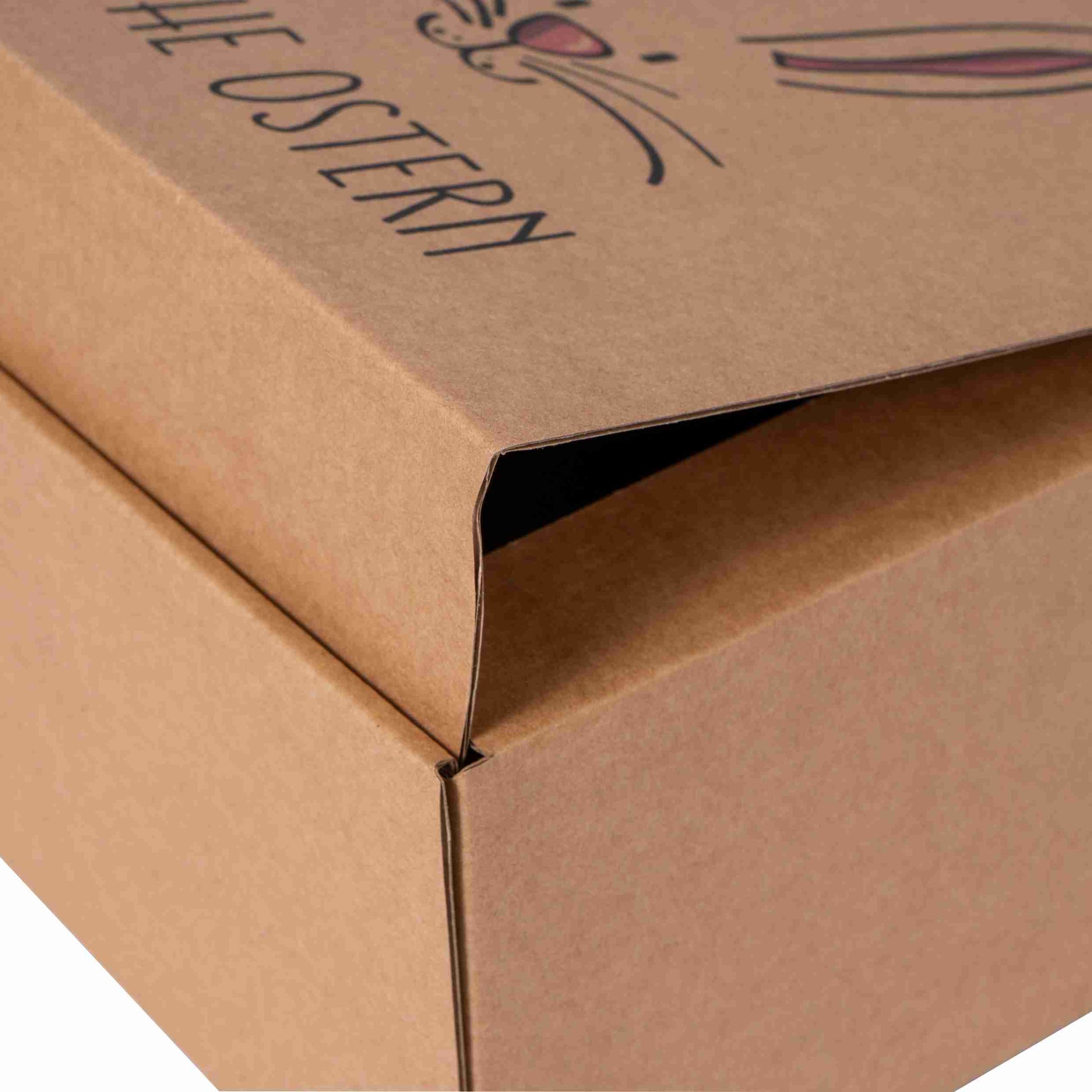 Model Geschenkbox Osterhasen-Motiv – 200 × 100 × 200 mm – selbstschliessend – 1 Stk., ab 100 Stk.
