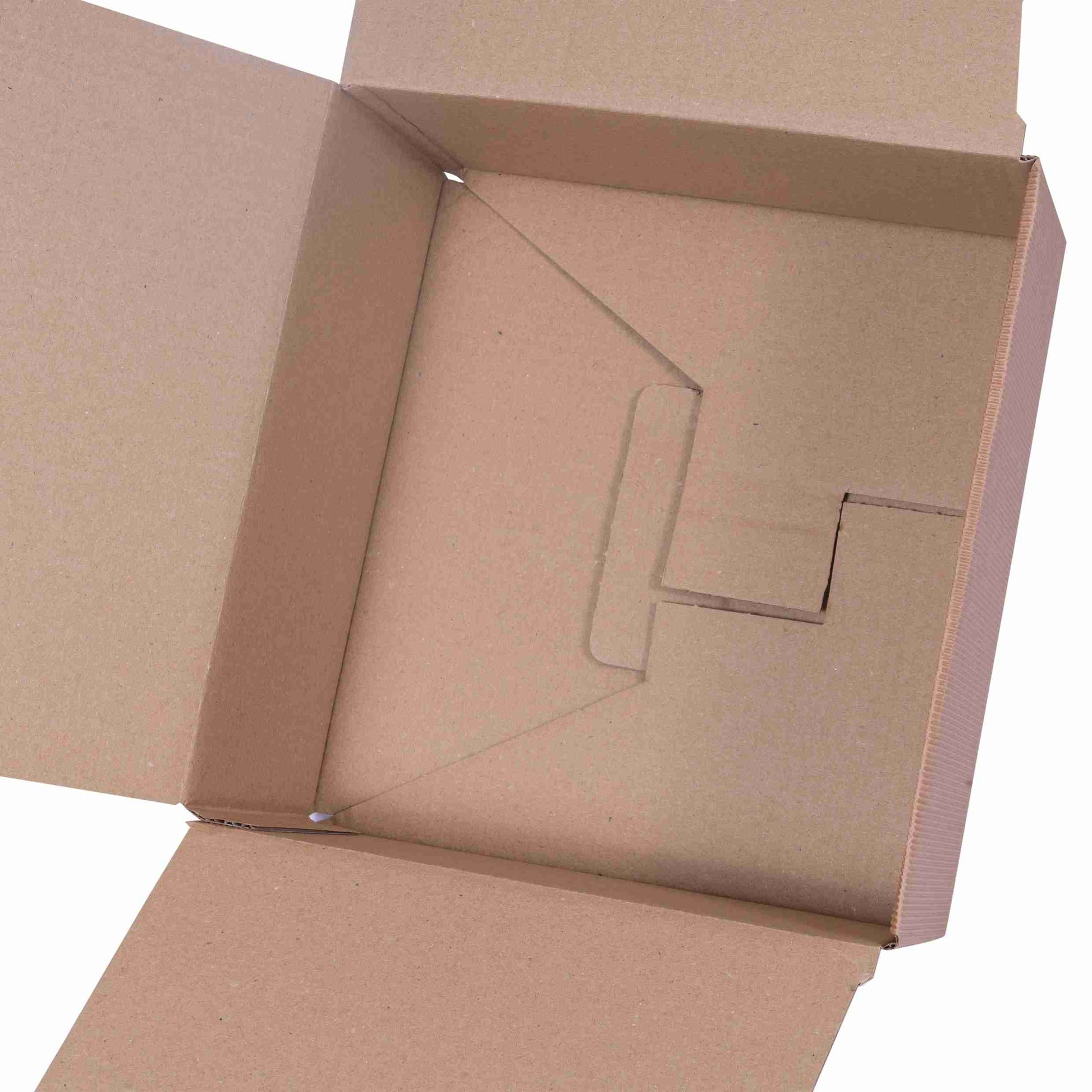 Geschenkbox offene Welle braun – 285 × 110 × 270 mm – selbstschliessend – 1 Stk., ab 50 Stk.
