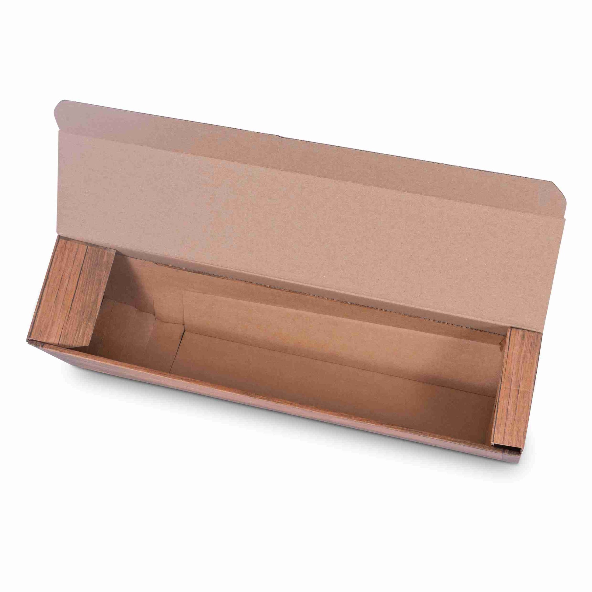 Weinpräsentkarton Holzoptik – Innenmass 95 × 385 × 90 mm – für 1 Flasche – 1 Stk., ab 20 Stk.