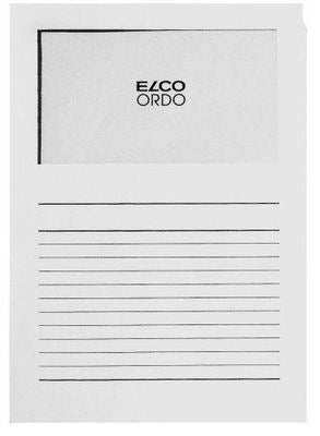 Elco Ordo Organisationsmappe A4, Fenster 180 × 100 mm, 120 g/m², Weiss – 100 Stück