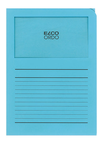 Elco Ordo Organisationsmappe A4, Fenster 180 × 100 mm, 120 g/m², Blau – 100 Stück