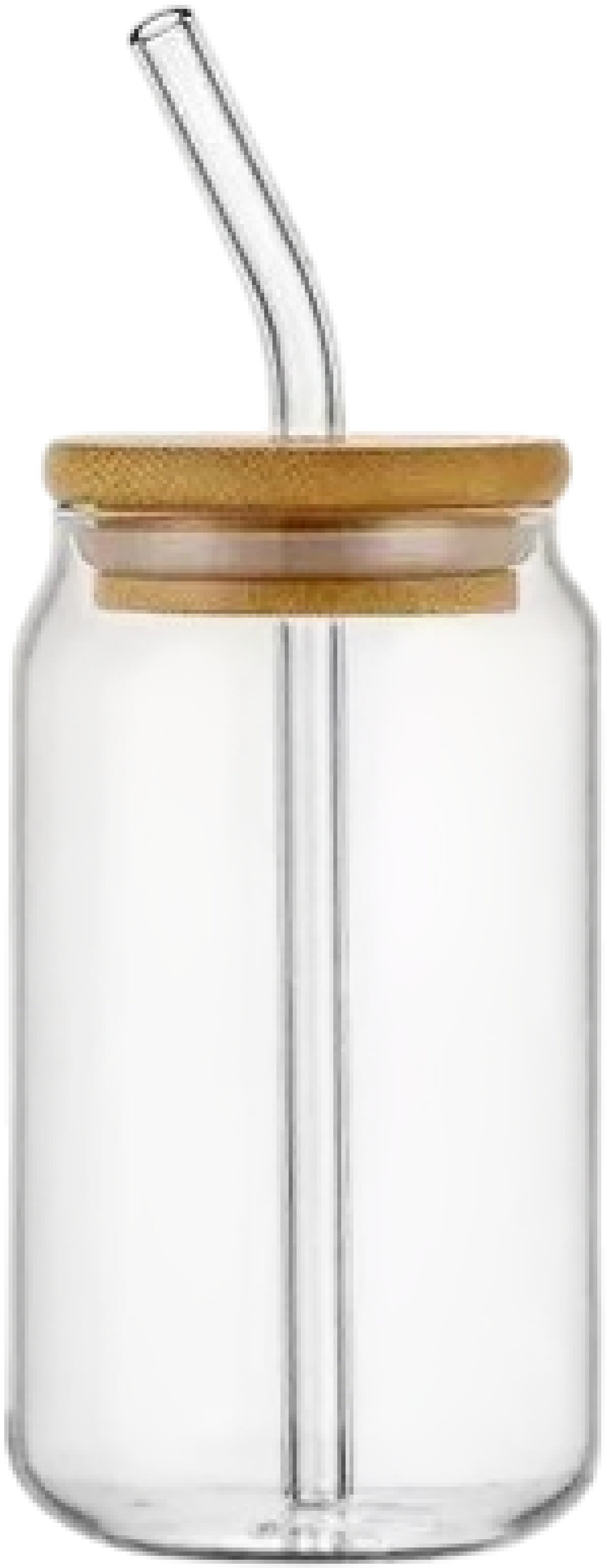 Esmee Trinkglas DS-137111 – 540 ml, 12,0 × 22,0 × 10,0 cm, Glas, mit Bambusdeckel, inkl. Glasstrohhalm
