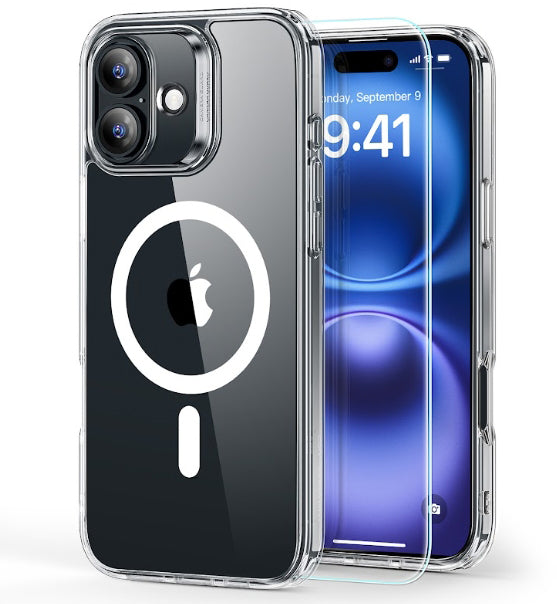 Electronic Silk Road Corp. ESR Classic Hybrid – Rückcover – für Apple iPhone 16 – MagSafe, Transparent, Gehärtetes Glas