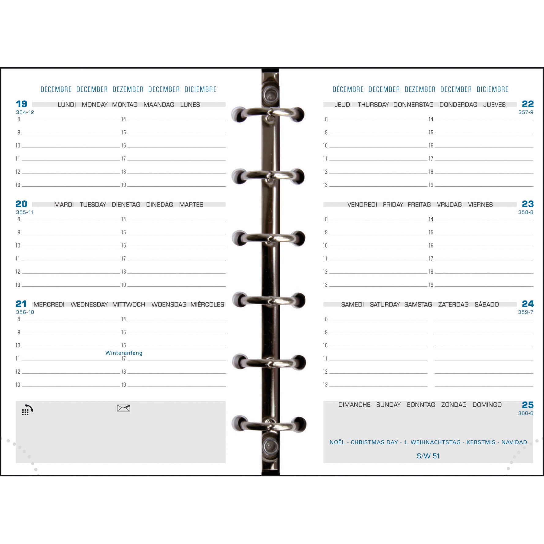 Exacompta Exatime 14 14212E – Kalendereinlage 2027, 1 Woche/2 Seiten, 8,1 × 12,6 cm, für Exatime