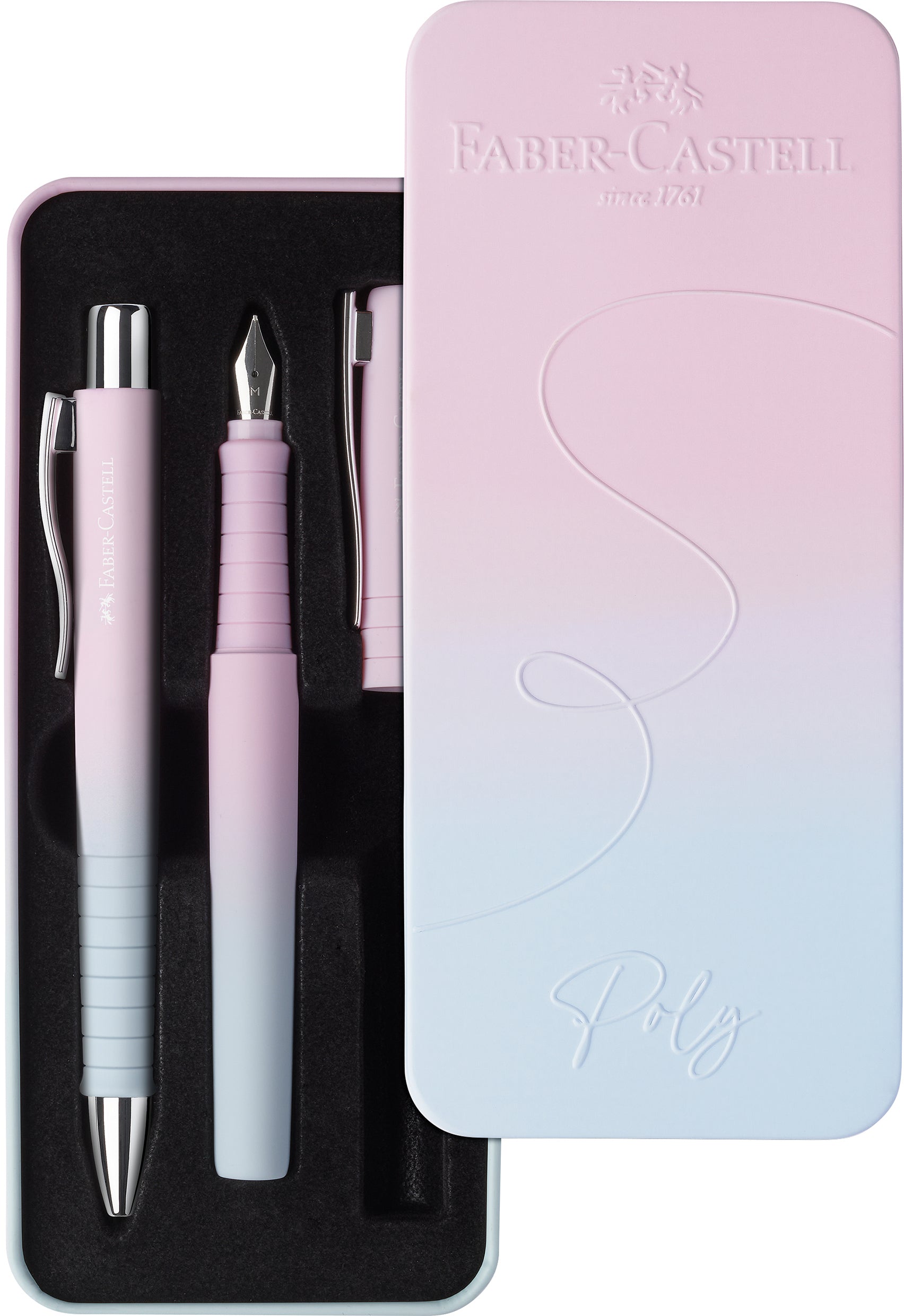 Faber-Castell Blushing Sky Schreibgeräte-Set – Kugelschreiber + Füllfederhalter – M – Blau