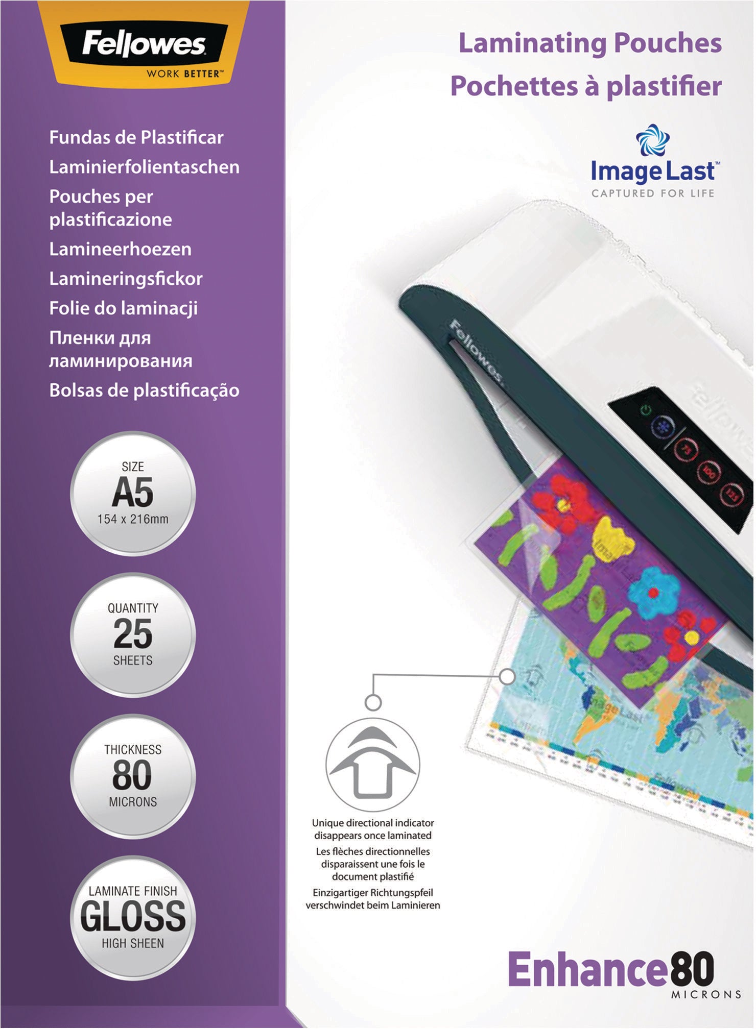 Fellowes Laminierfolien A5 – 80 µm, glänzend, 25 Stück