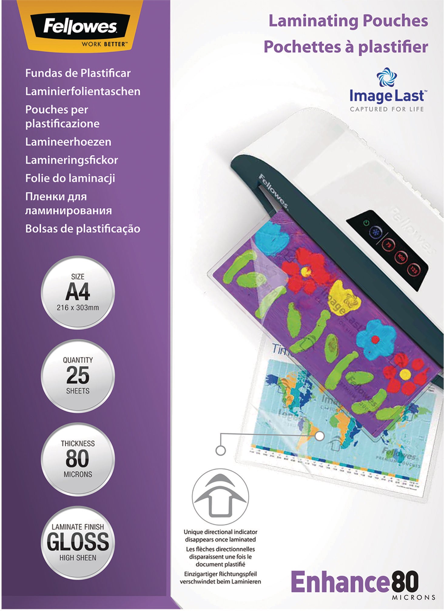 Fellowes Laminierfolien A4 – 80 µm, glänzend, 25 Stück