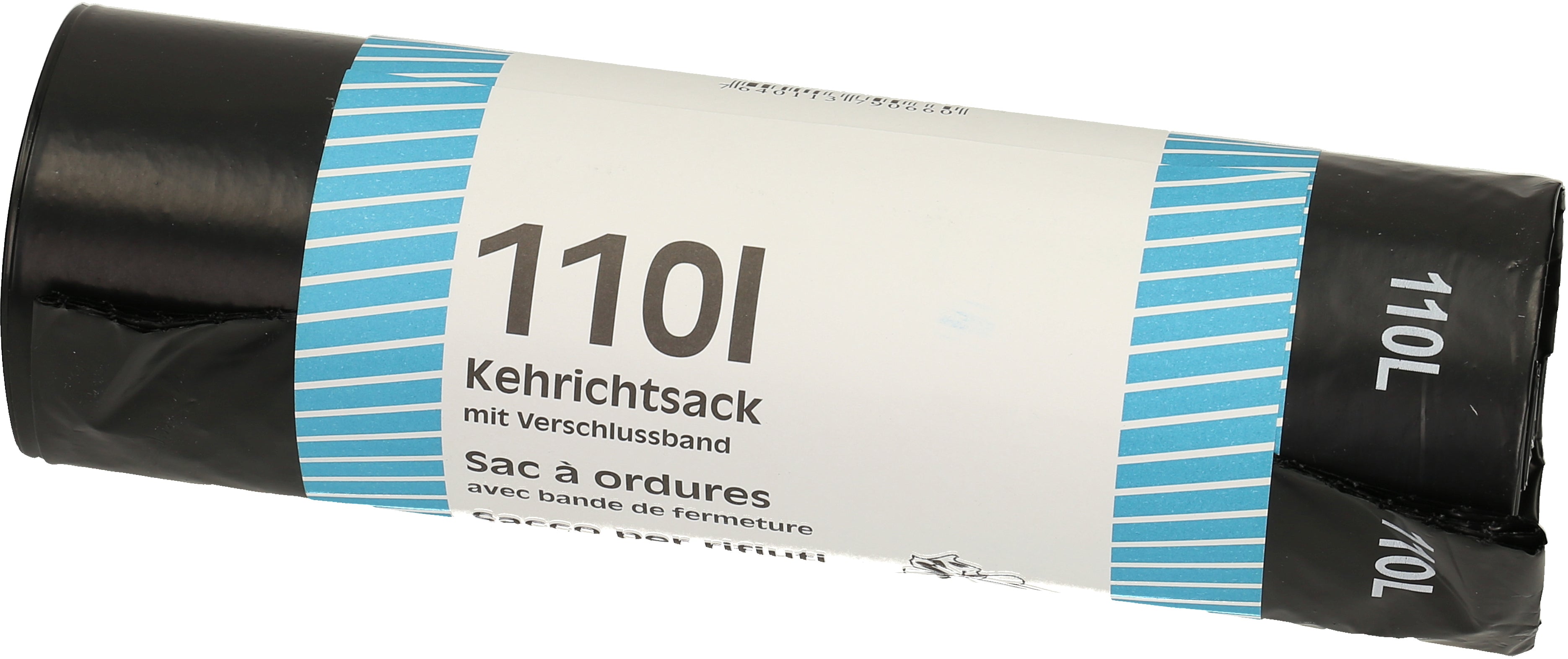 Flexiplast Kehrichtsack 1066 – 110 l, mit Zugband, Schwarz, 355 × 1'100 mm