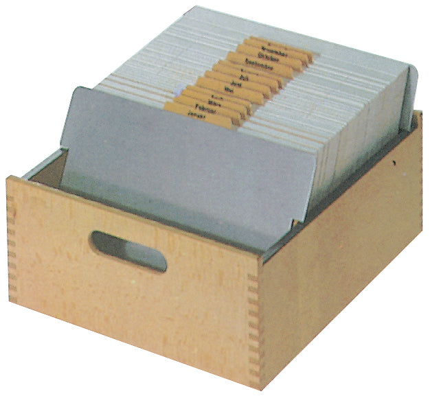 Flück Karteikasten – für A6 hoch – mit 2 Alu-Schwingplatten, Buchenholz, 125 × 105 × 300 mm