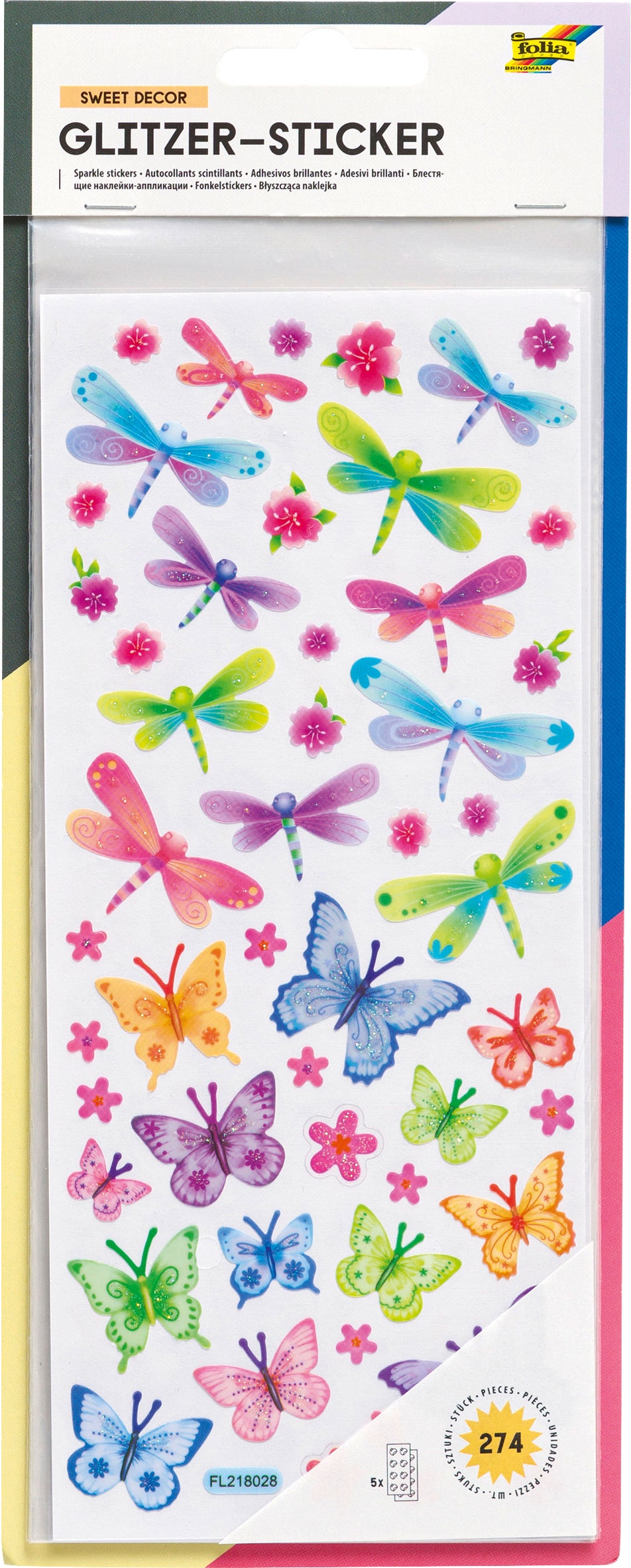 Folia Sticker, Sweet Decor, Glitzer, Mehrfarbig, 274 Stk (5 Bögen)