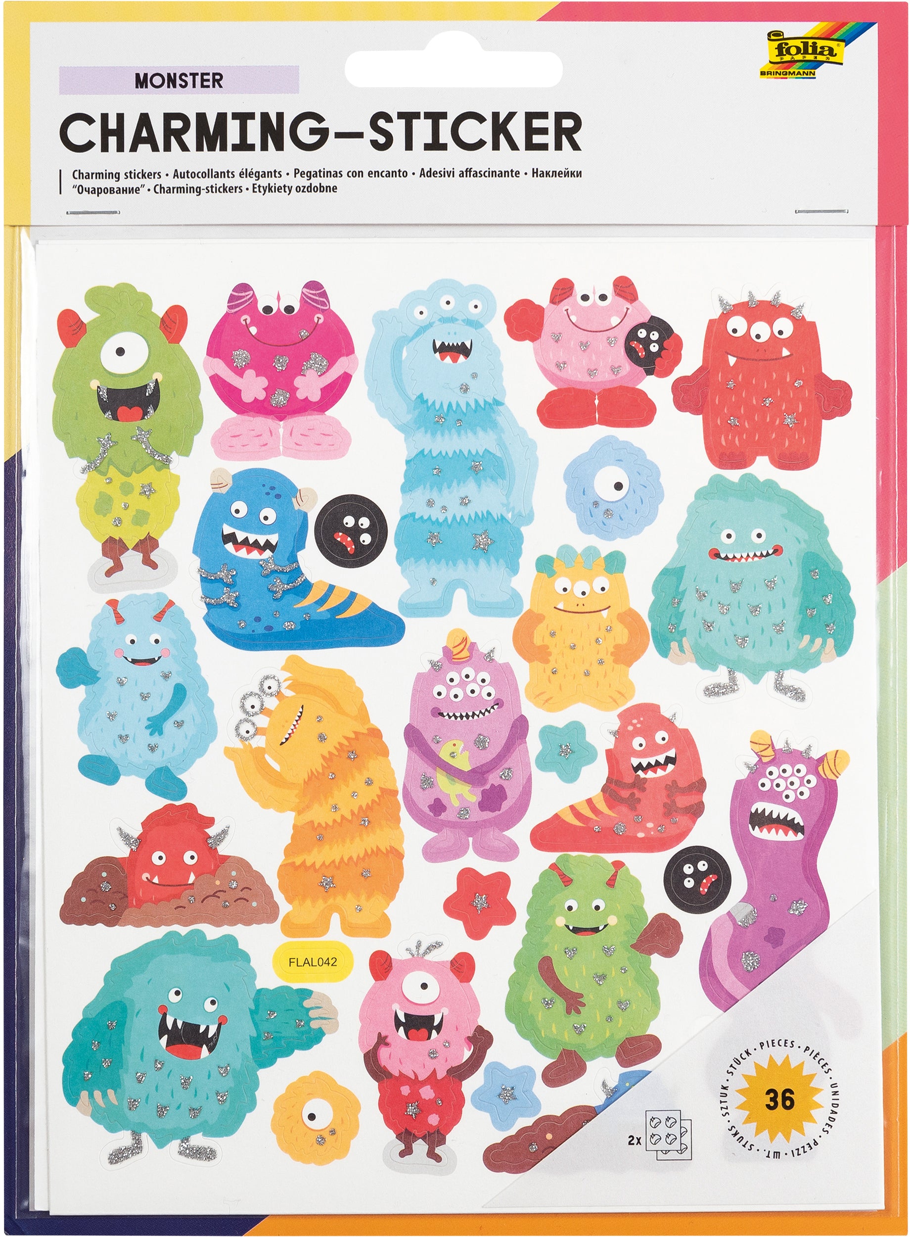 Folia Sticker – Monster – 2 Bögen/36 Sticker