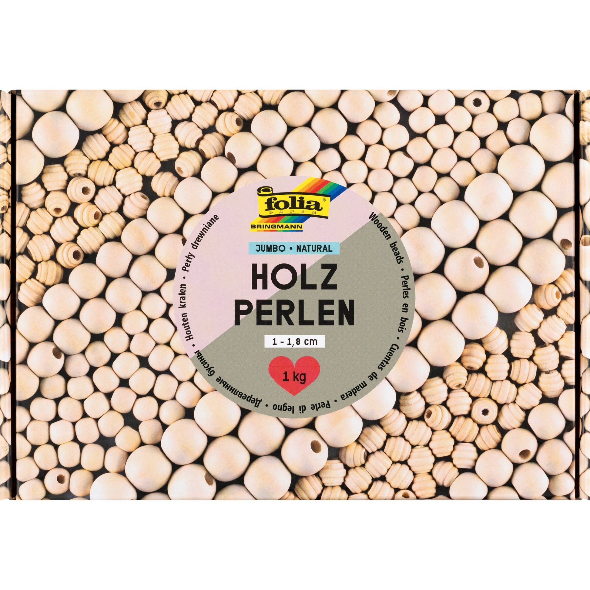 Folia Holzperlen-Mischung – Natur – Ø 10–18 mm – ca. 2'200 Stk. – NATURAL