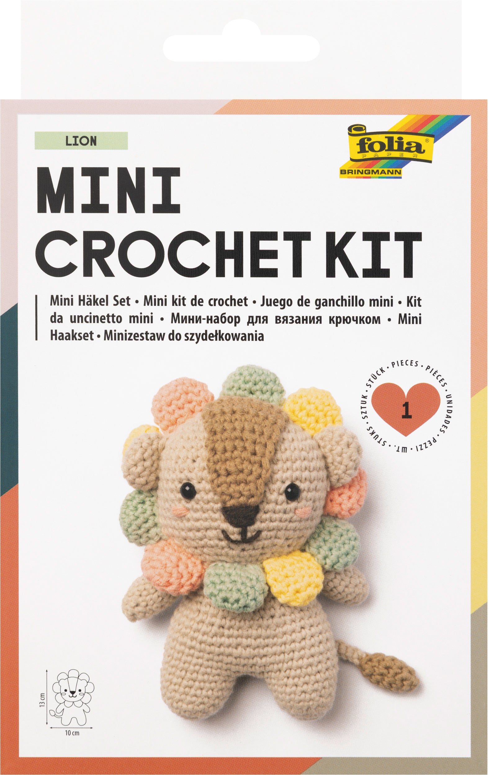 Folia Mini-Häkelset – Löwe – 10 × 13 cm – Mehrfarbig
