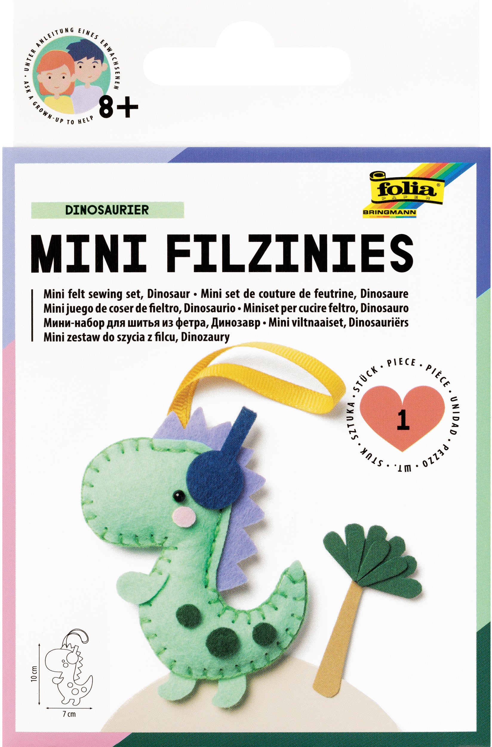 Folia Filzinies – Bastelset – Dinosaurier – 12-teilig – Ab 8 Jahren – Filz
