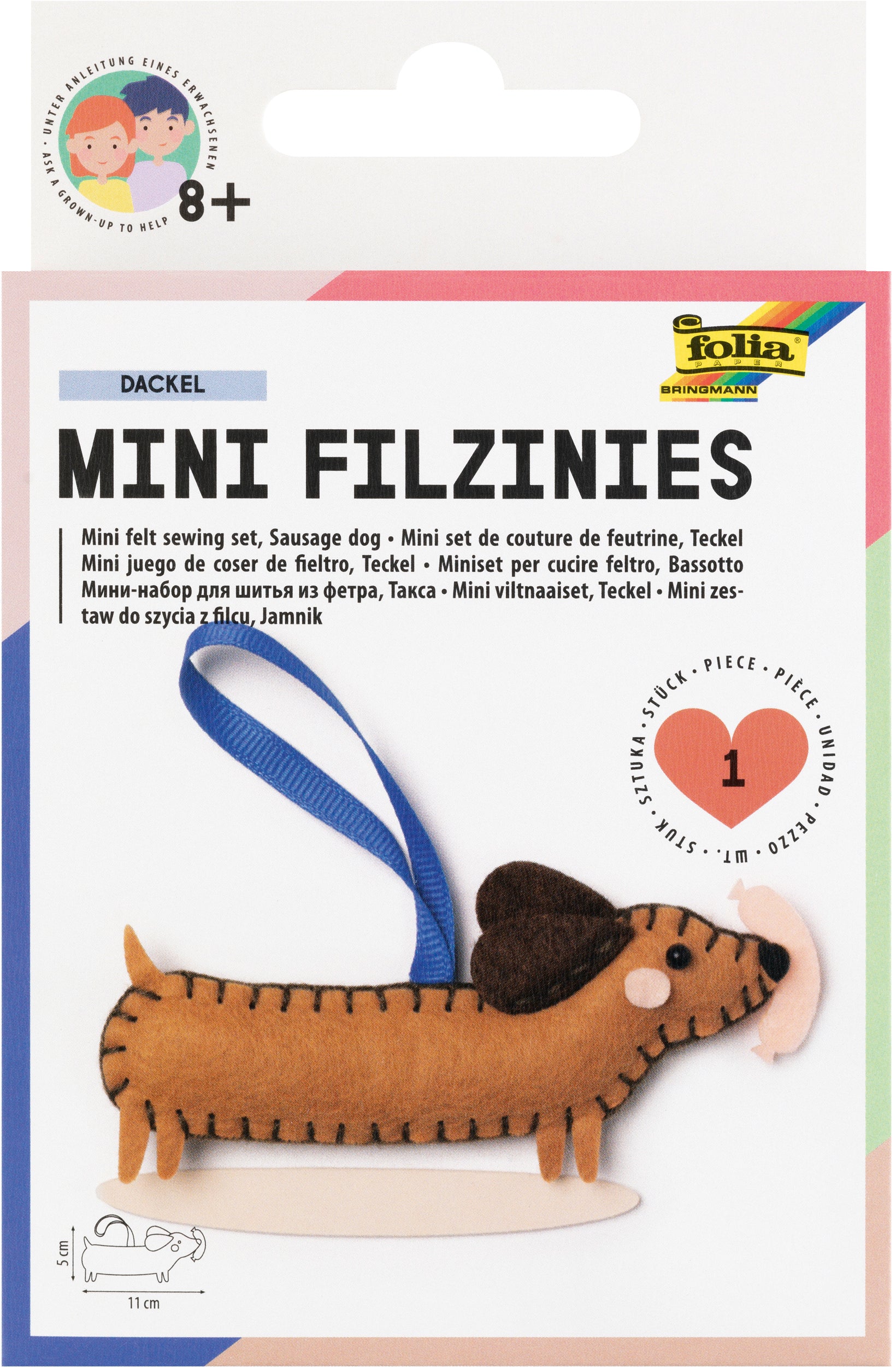 Folia Filzinies – Bastelset – Dackel – 12-teilig – ab 8 Jahren – Filz