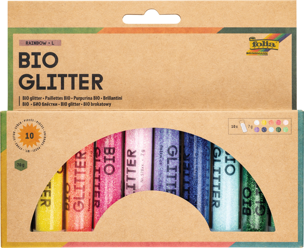 Folia Glitterkleber, 10 Farben, 10 Tuben à 7 g