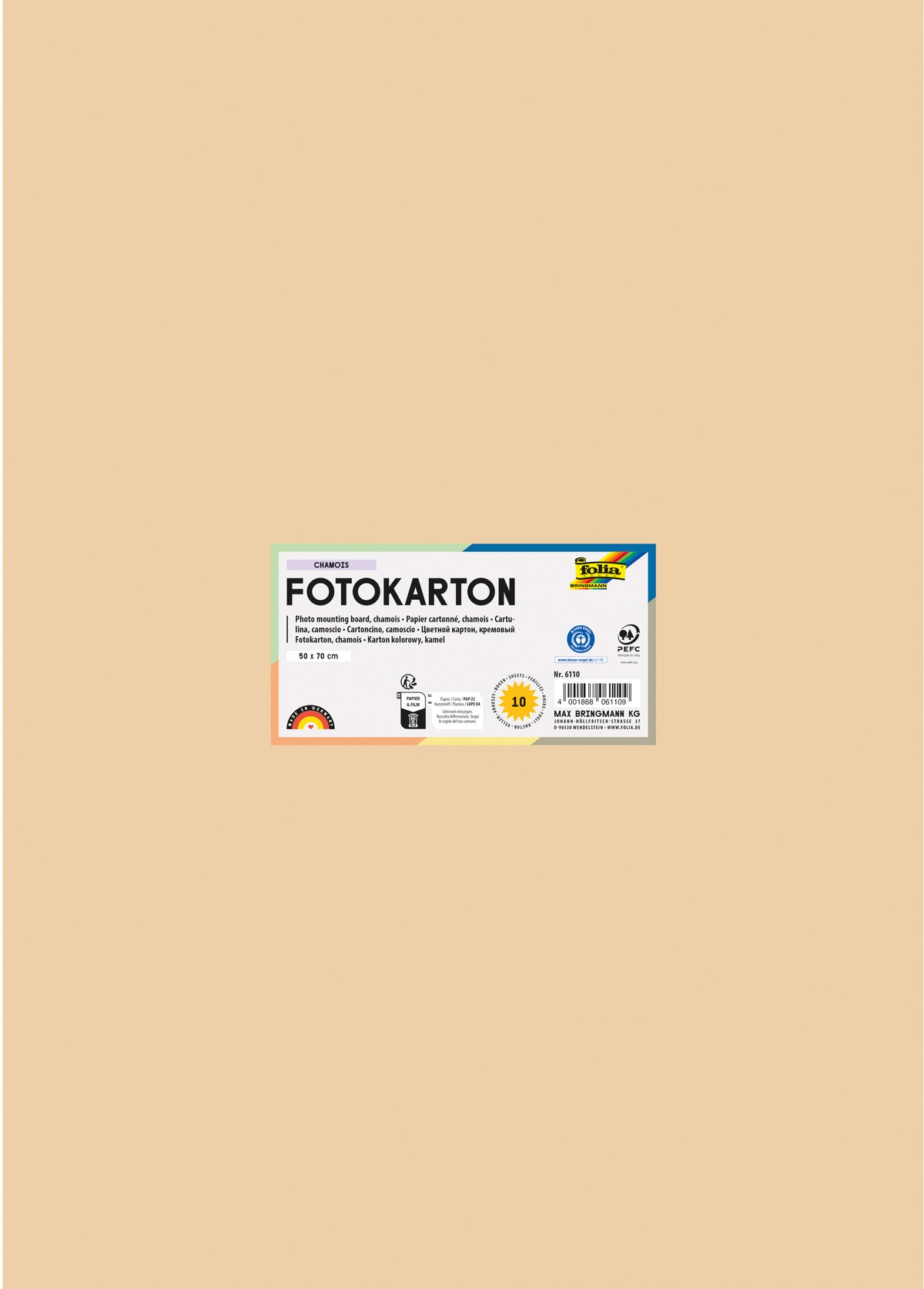 Folia Fotokarton – 50 × 70 cm, chamois, 300 g/m²