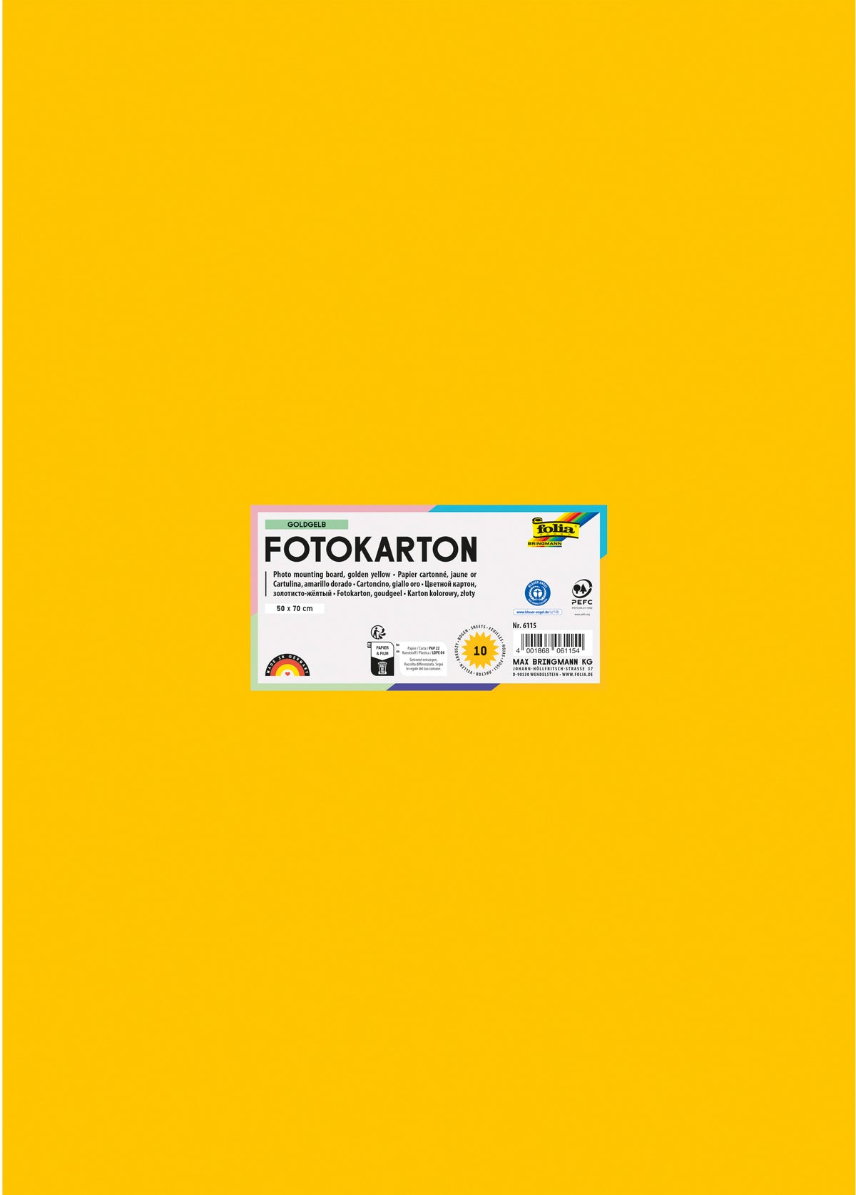 Folia Fotokarton – 50 × 70 cm, goldgelb, 300 g/m²