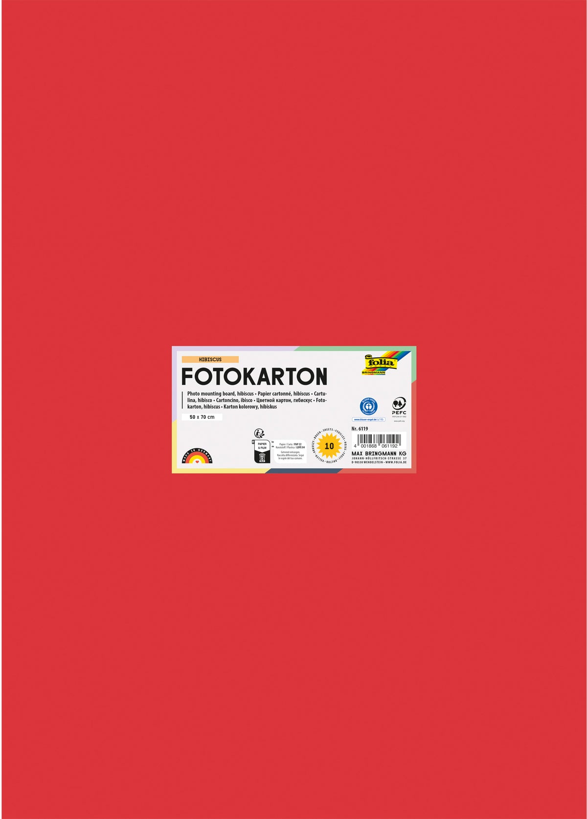 Folia Fotokarton – 50 × 70 cm, Hibiskus, 300 g/m² – 100% Altpapier, 6119