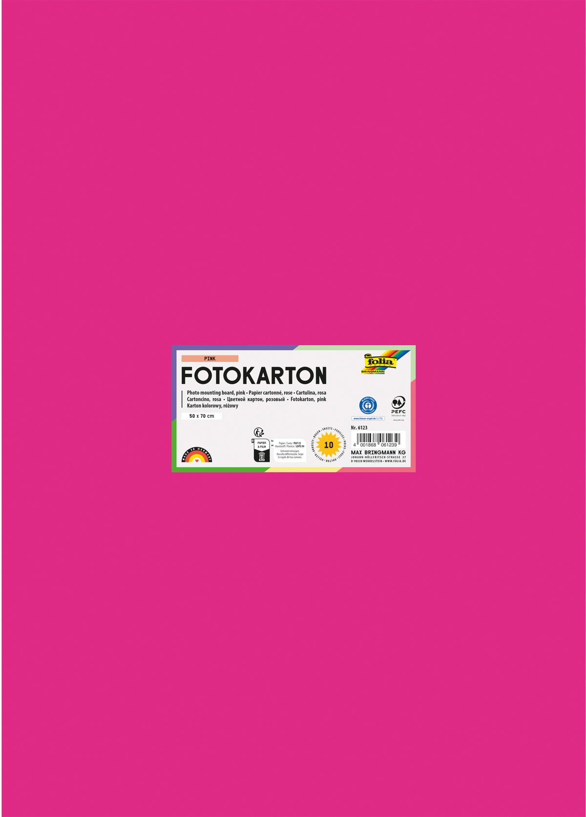 Folia Fotokarton – 50 × 70 cm, pink, 300 g/m² – aus 100 % Altpapier, 6123