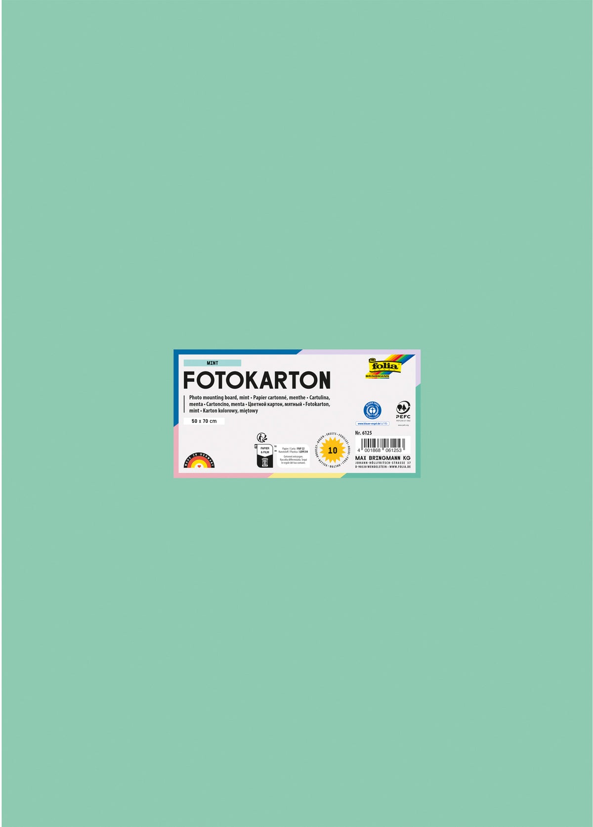 Folia Fotokarton – 50 × 70 cm, mint, 300 g/m²