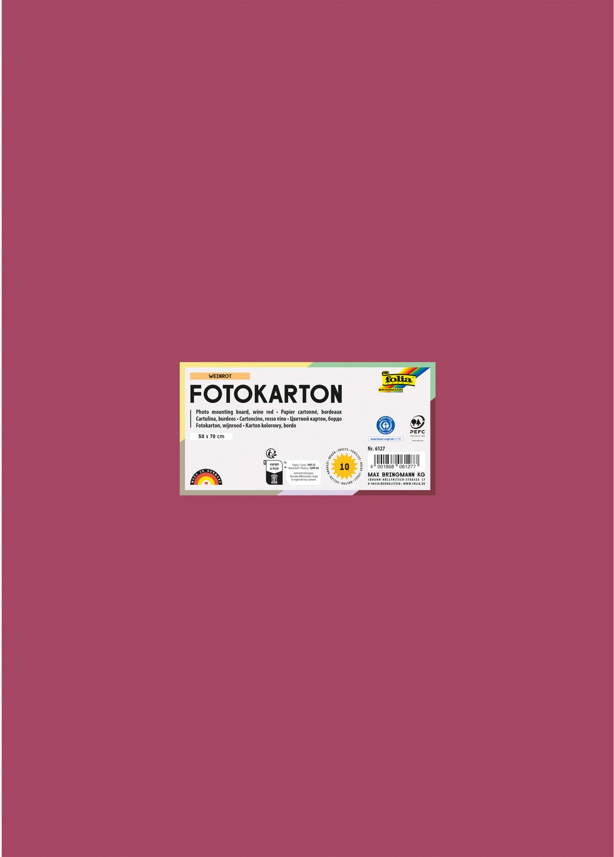 Folia Fotokarton – 50 × 70 cm, weinrot, 300 g/m²