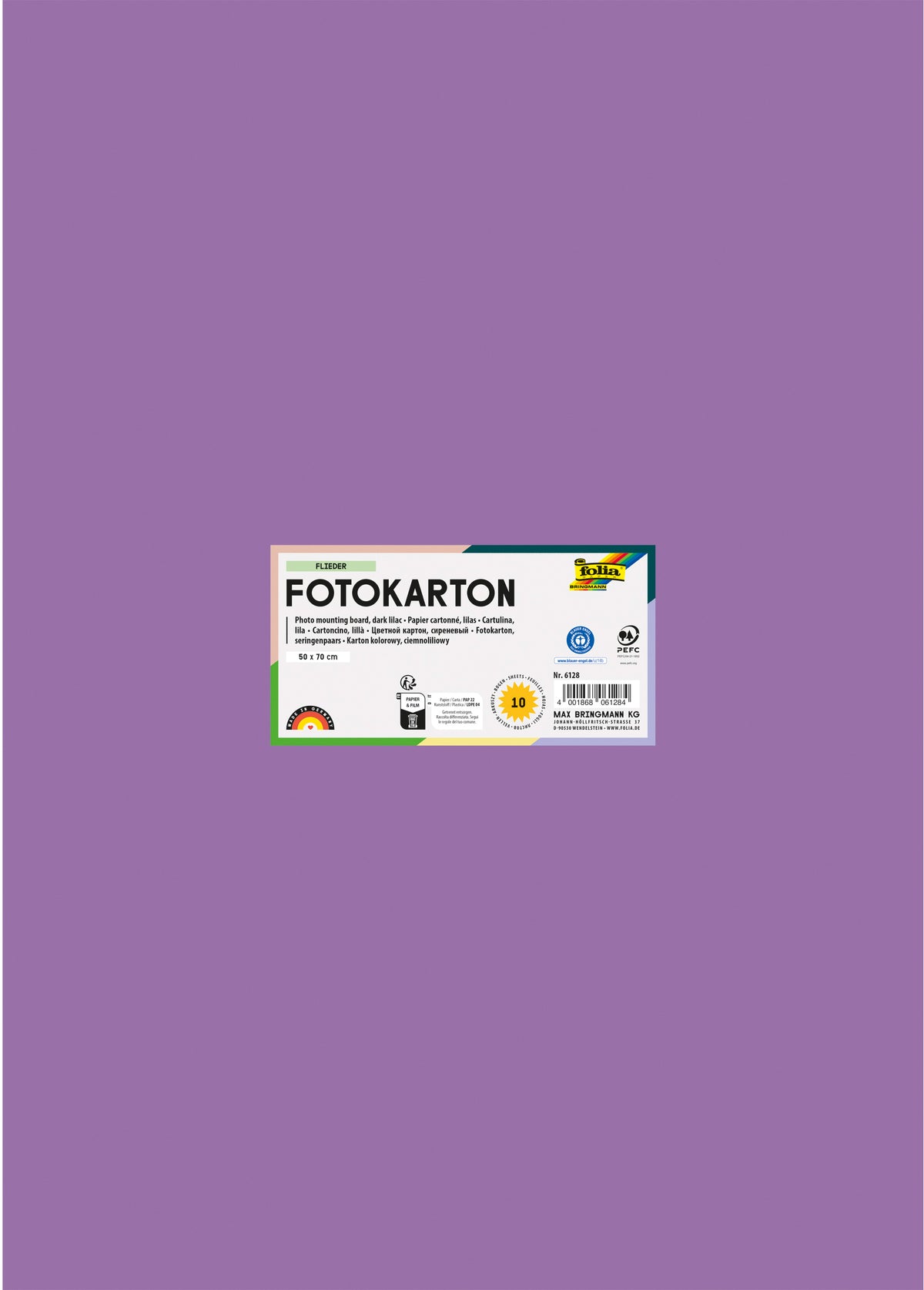 Folia Fotokarton – 50 × 70 cm, flieder, 300 g/m² – 100 % Altpapier