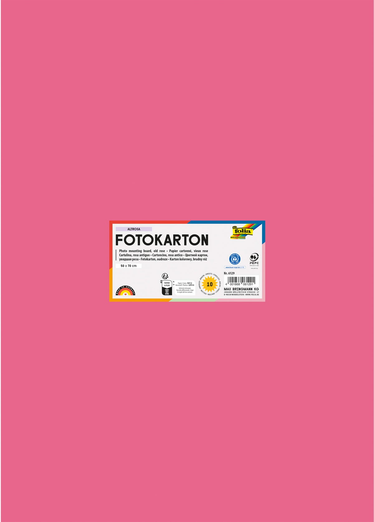 Folia Fotokarton – 50 × 70 cm, altrosa, 300 g/m² – aus 100 % Altpapier
