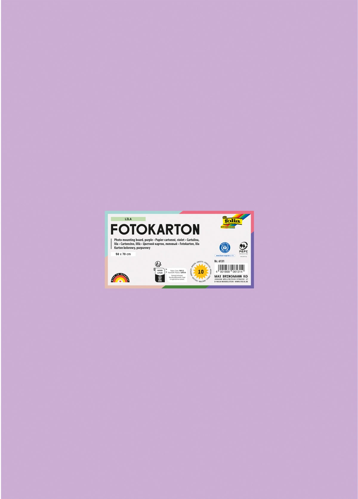 Folia Fotokarton – 50 × 70 cm, violett, 300 g/m² – 100% Altpapier, 6131