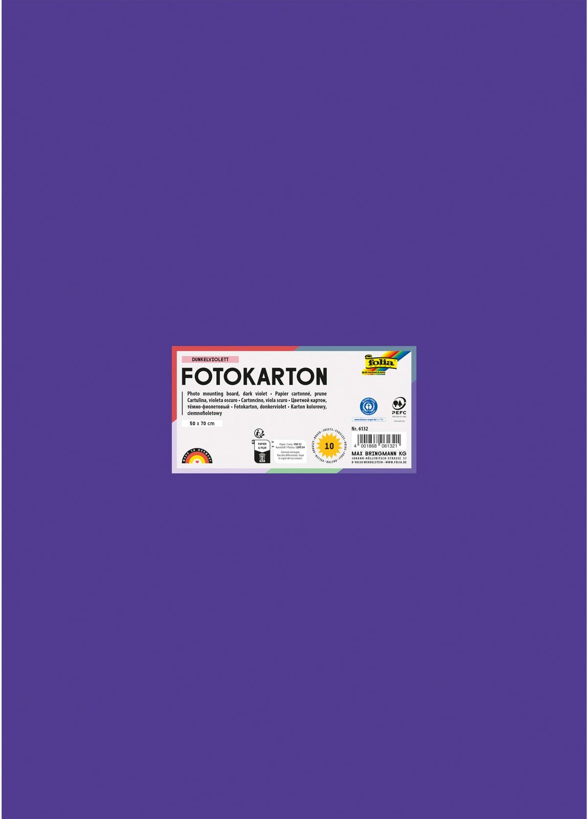 Folia Fotokarton – 50 × 70 cm, dunkelviolett, 300 g/m² – 100 % Altpapier 6132