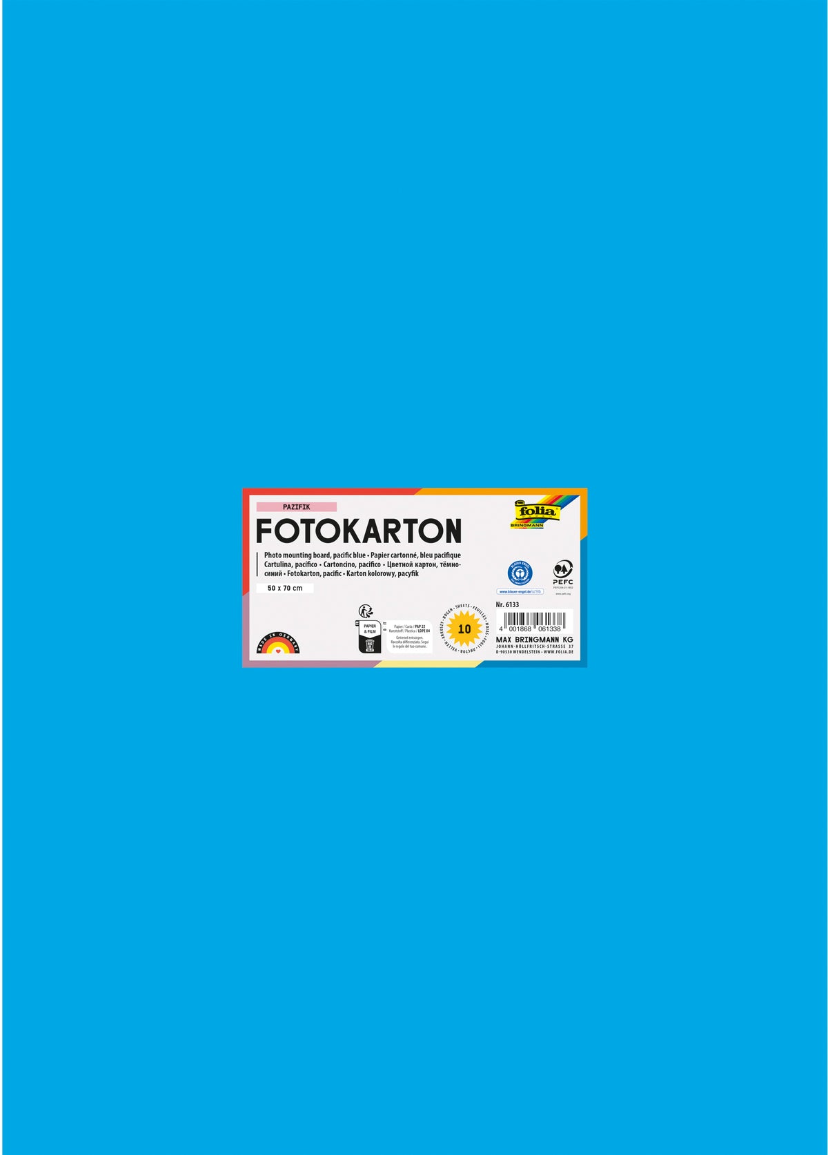 Folia Fotokarton – 50 × 70 cm, Pazifik, 300 g/m² – 100 % Altpapier