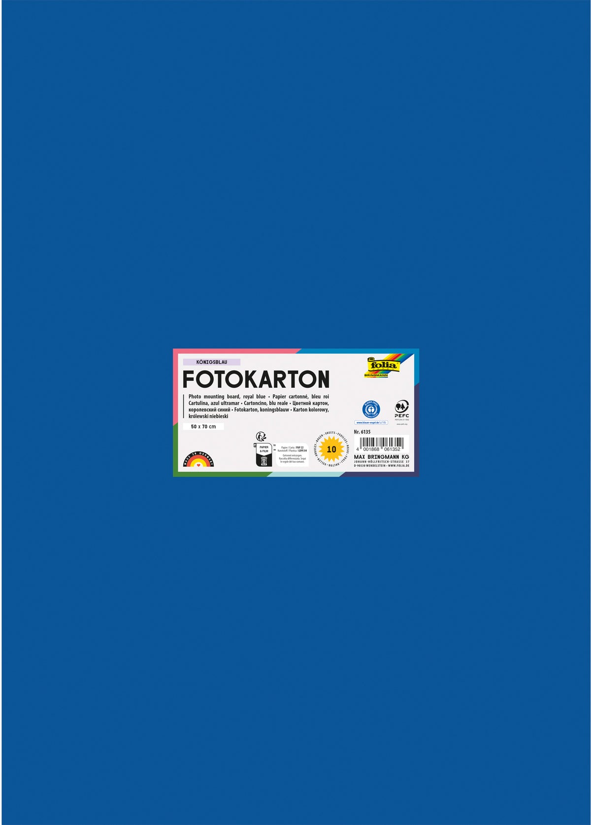 Folia Fotokarton – 50 × 70 cm, königsblau, 300 g/m²