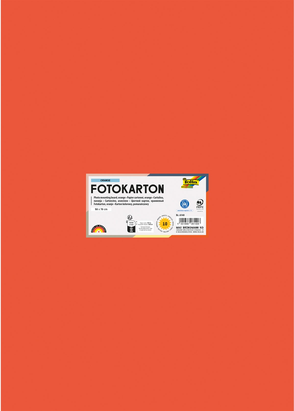 Folia Fotokarton – 50 × 70 cm, orange, 300 g/m²