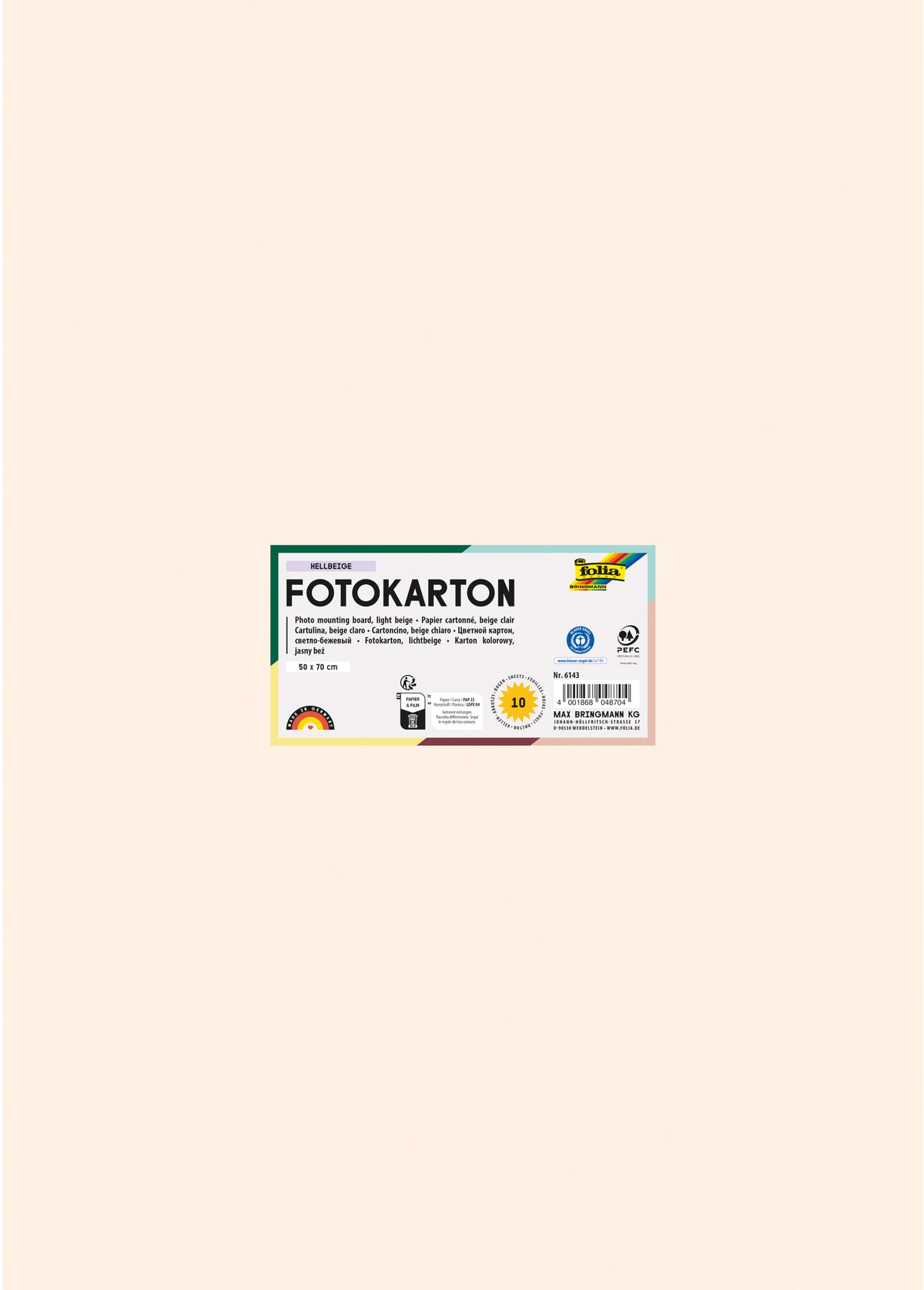 Folia Fotokarton – 50 × 70 cm, hellbeige, 300 g/m²