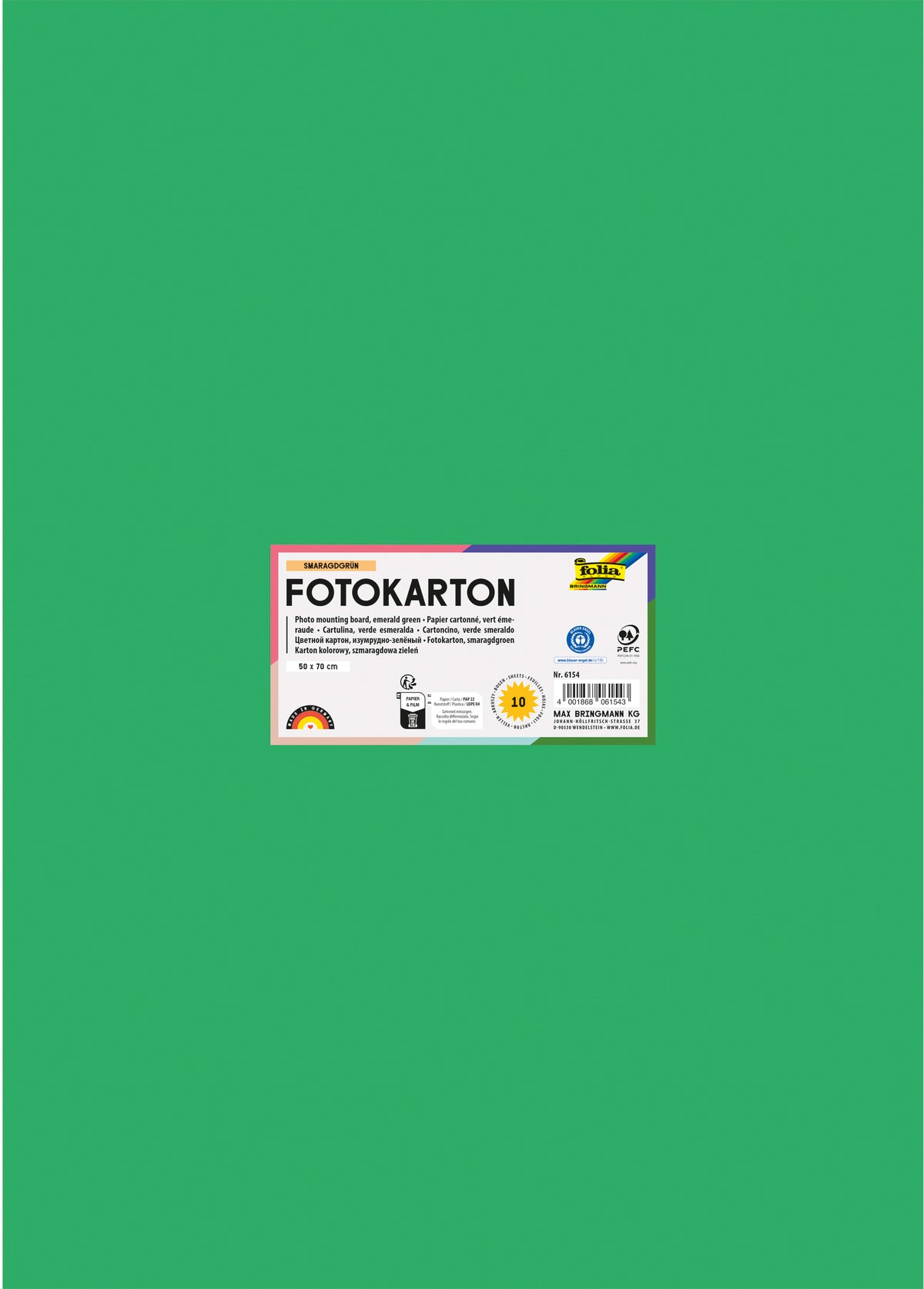 Folia Fotokarton – 50 × 70 cm, smaragdgrün, 300 g/m²