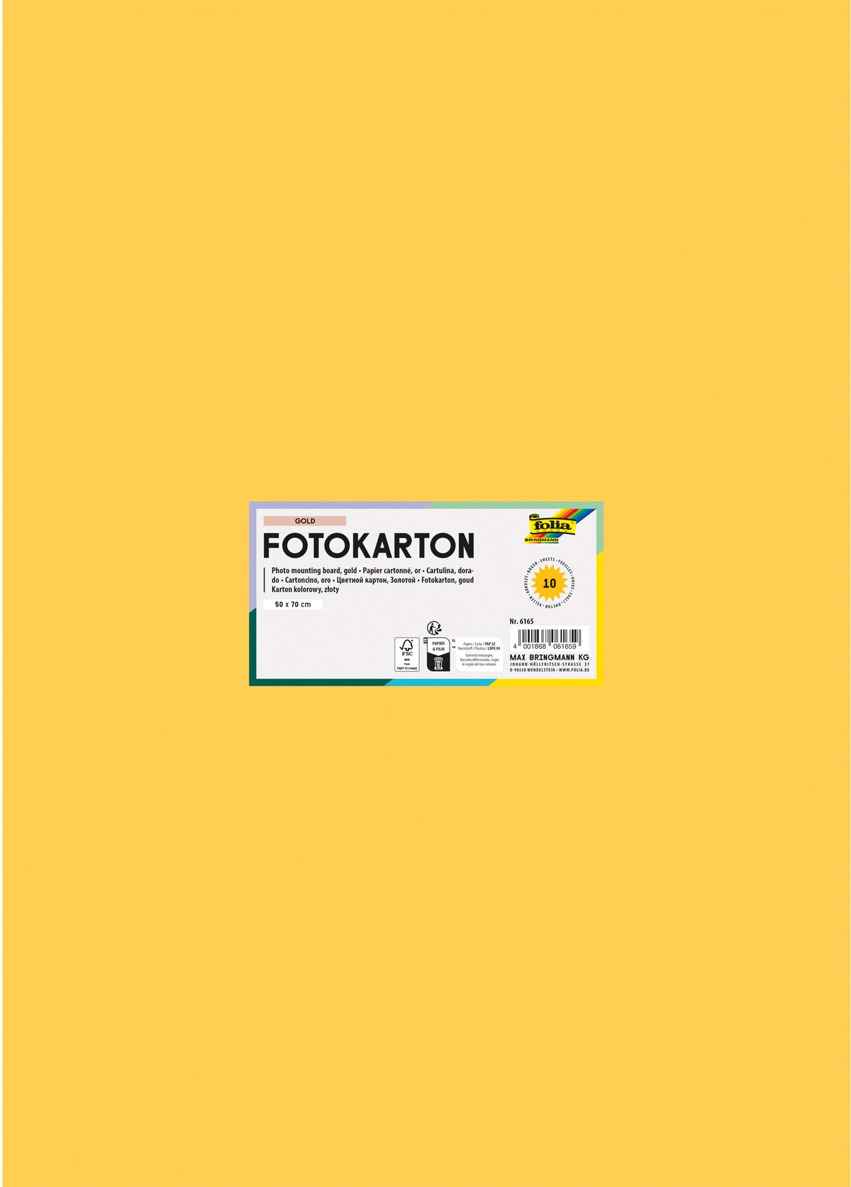Folia Fotokarton – 50 × 70 cm, gold, 300 g/m² – 100% Altpapier