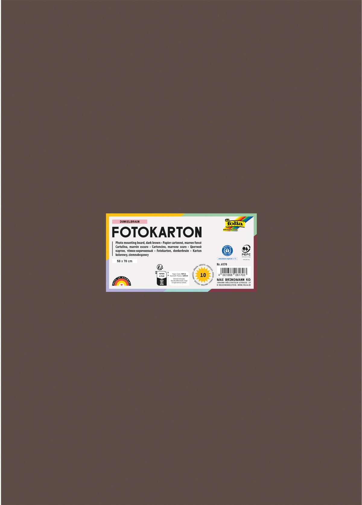 Folia Fotokarton – 50 × 70 cm, dunkelbraun, 300 g/m²