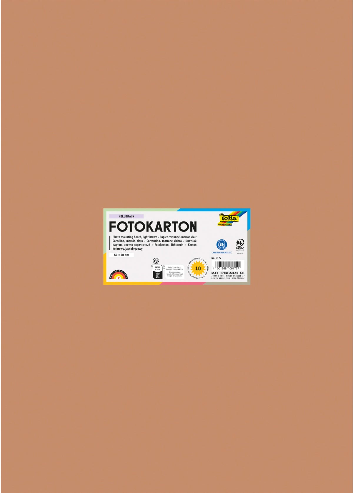 Folia Fotokarton – 50 × 70 cm, hellbraun, 300 g/m² – 100% Altpapier