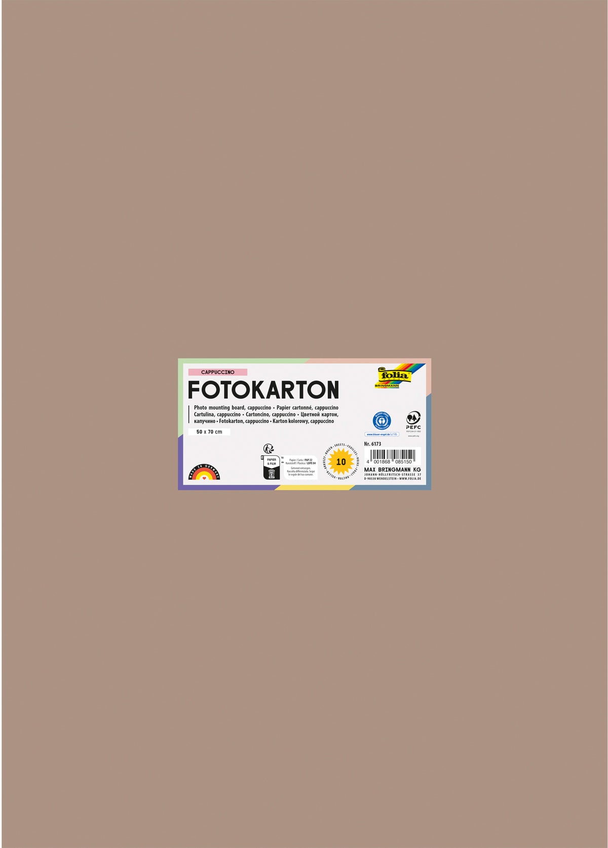 Folia Fotokarton – 50 × 70 cm, cappuccino, 300 g/m² – 100% Altpapier