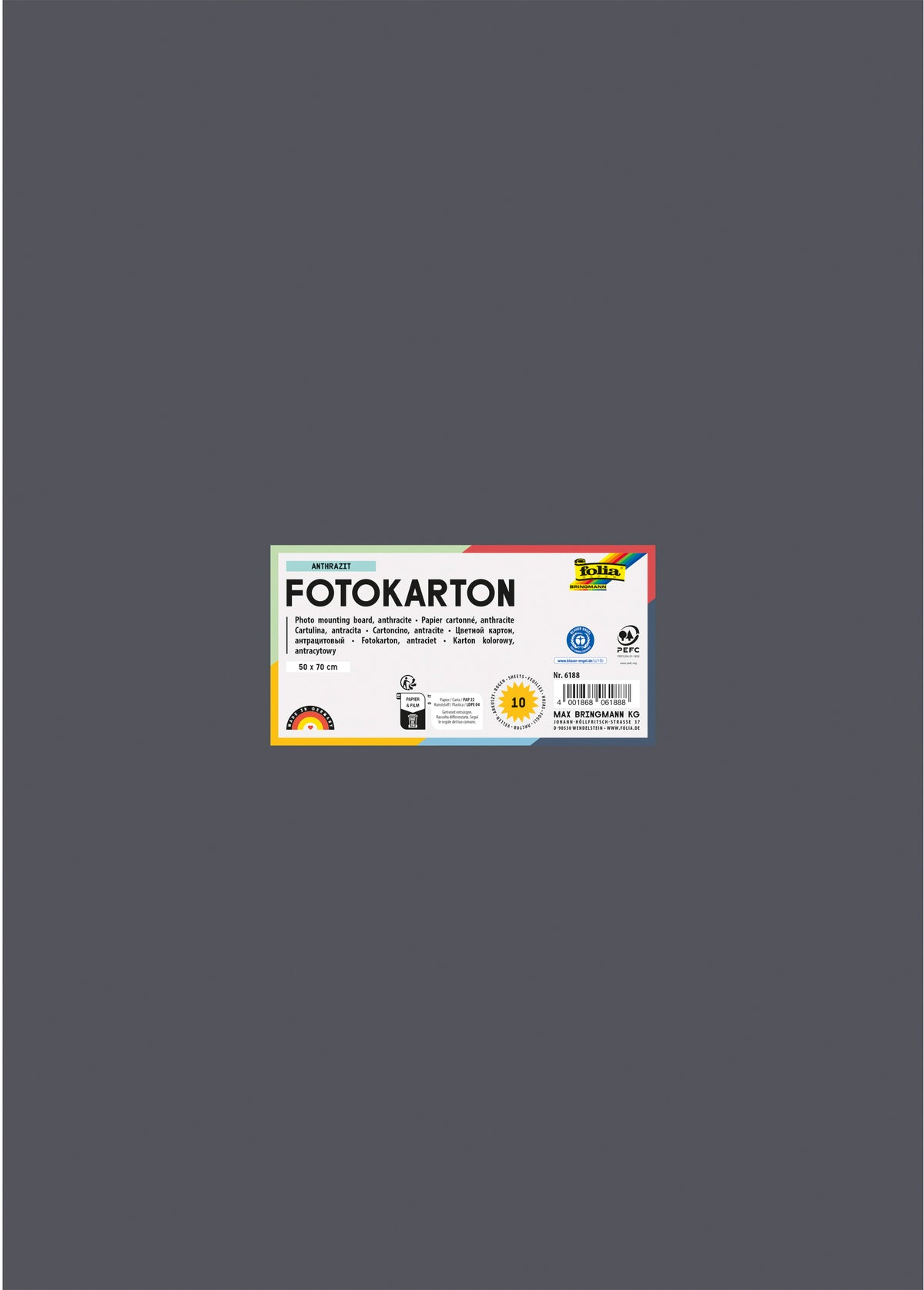 Folia Fotokarton – 50 × 70 cm, anthrazit, 300 g/m²