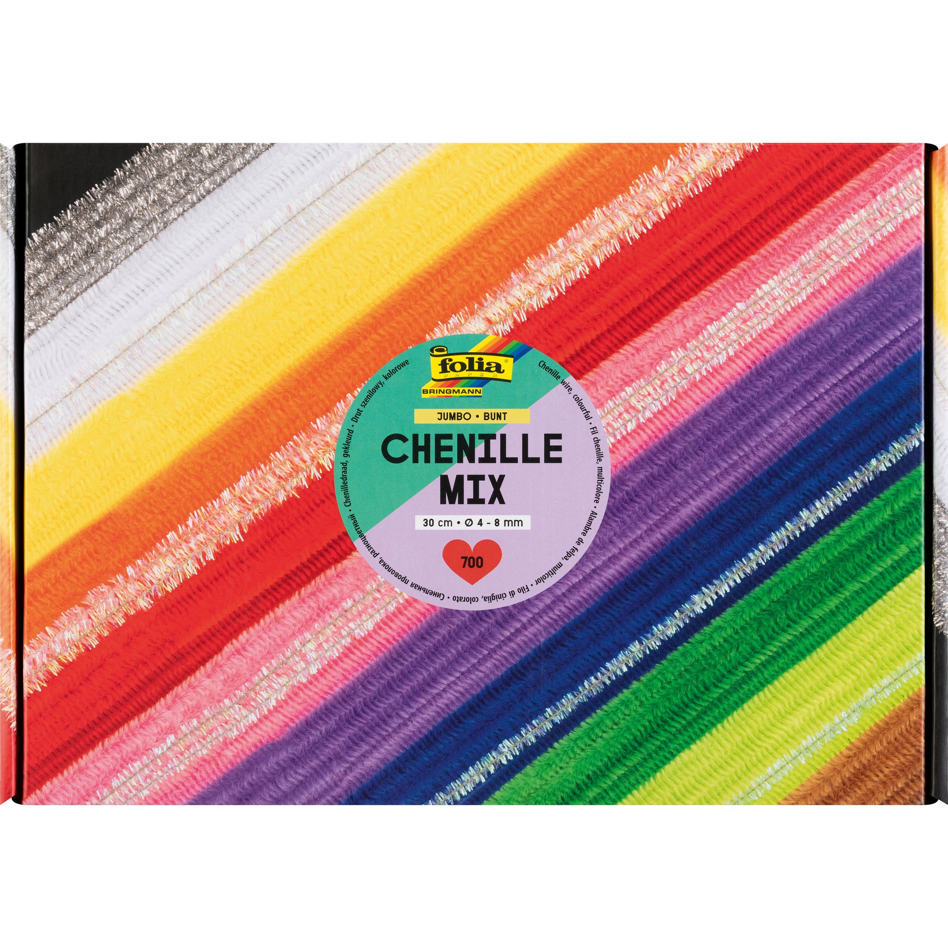 Folia Chenilledraht, Mix Jumbobox, Sortiert, Ø 4/6/8 mm × 30 cm, 700 Stk.