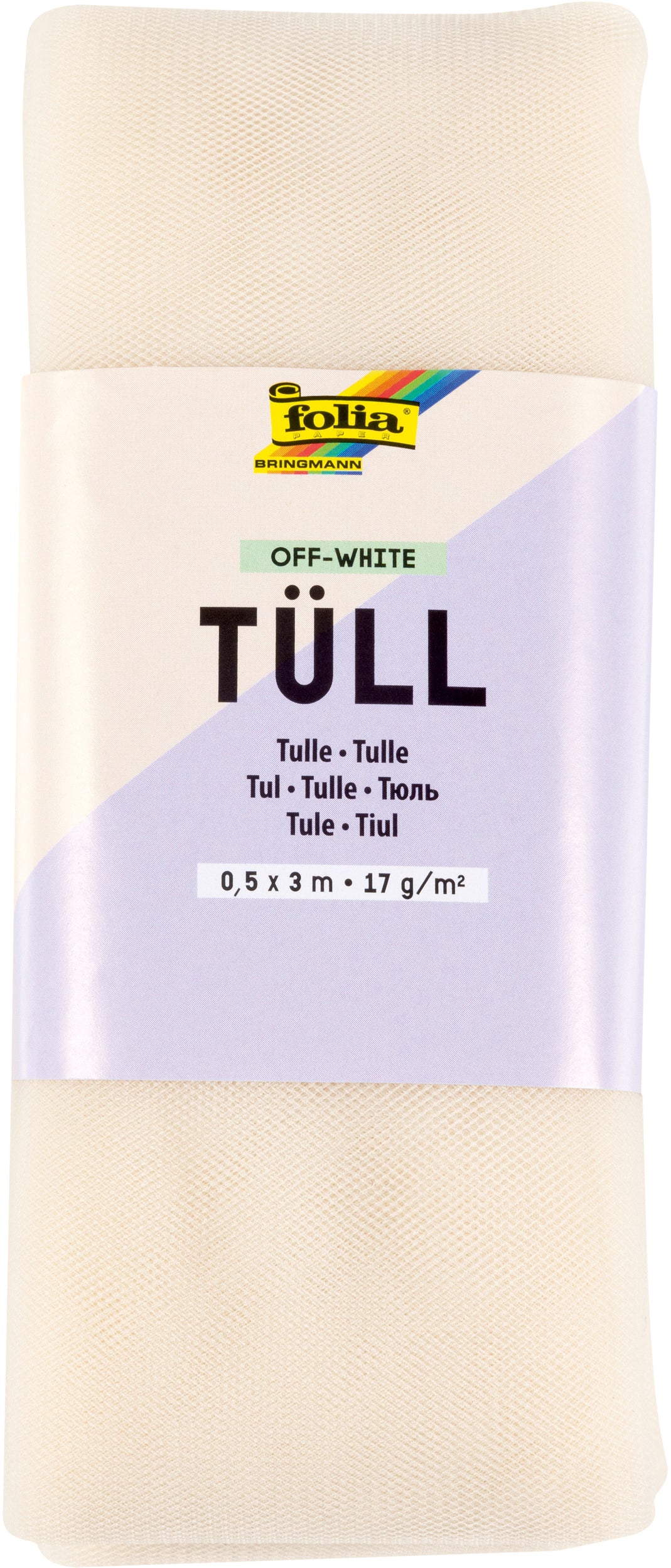 Folia Dekostoff, Tüll, Weiss, 50 cm × 3 m