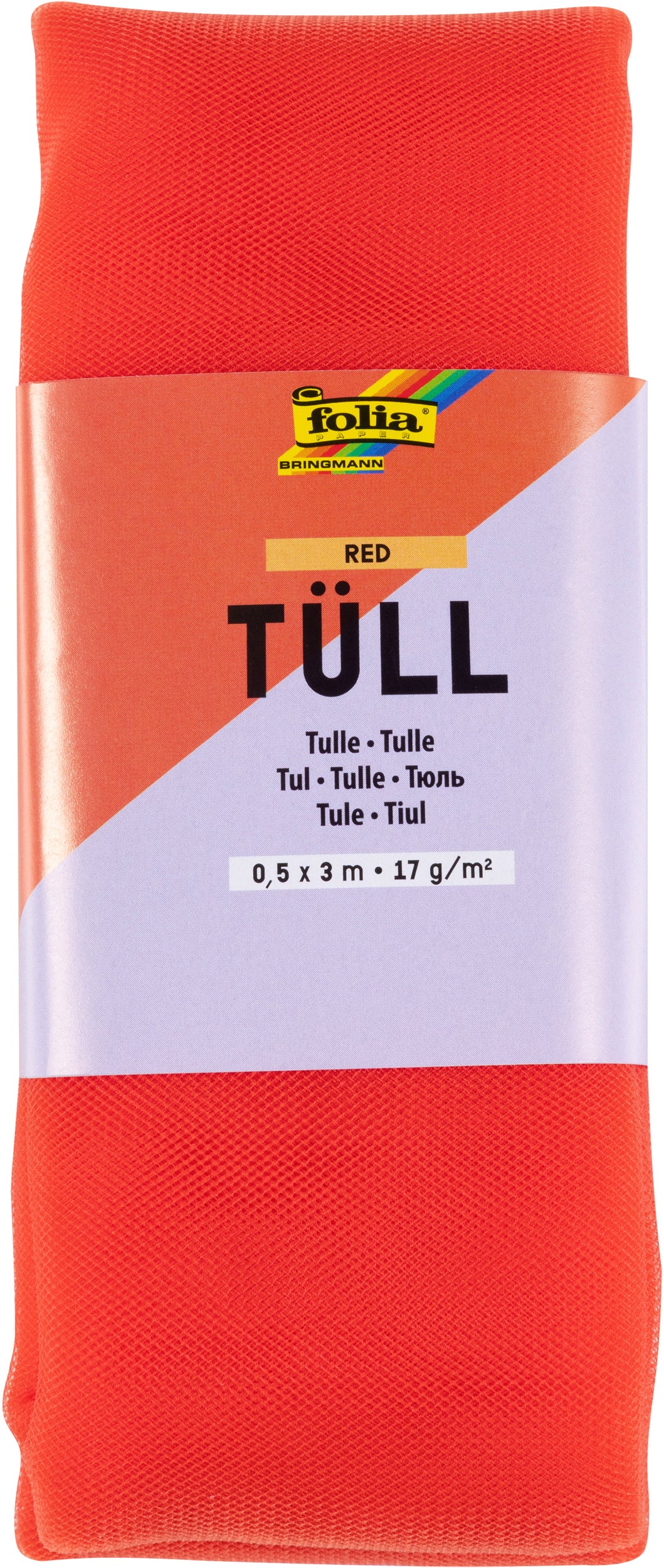 Folia Dekostoff, Tüll, Rot, 50 cm × 3 m, 8020