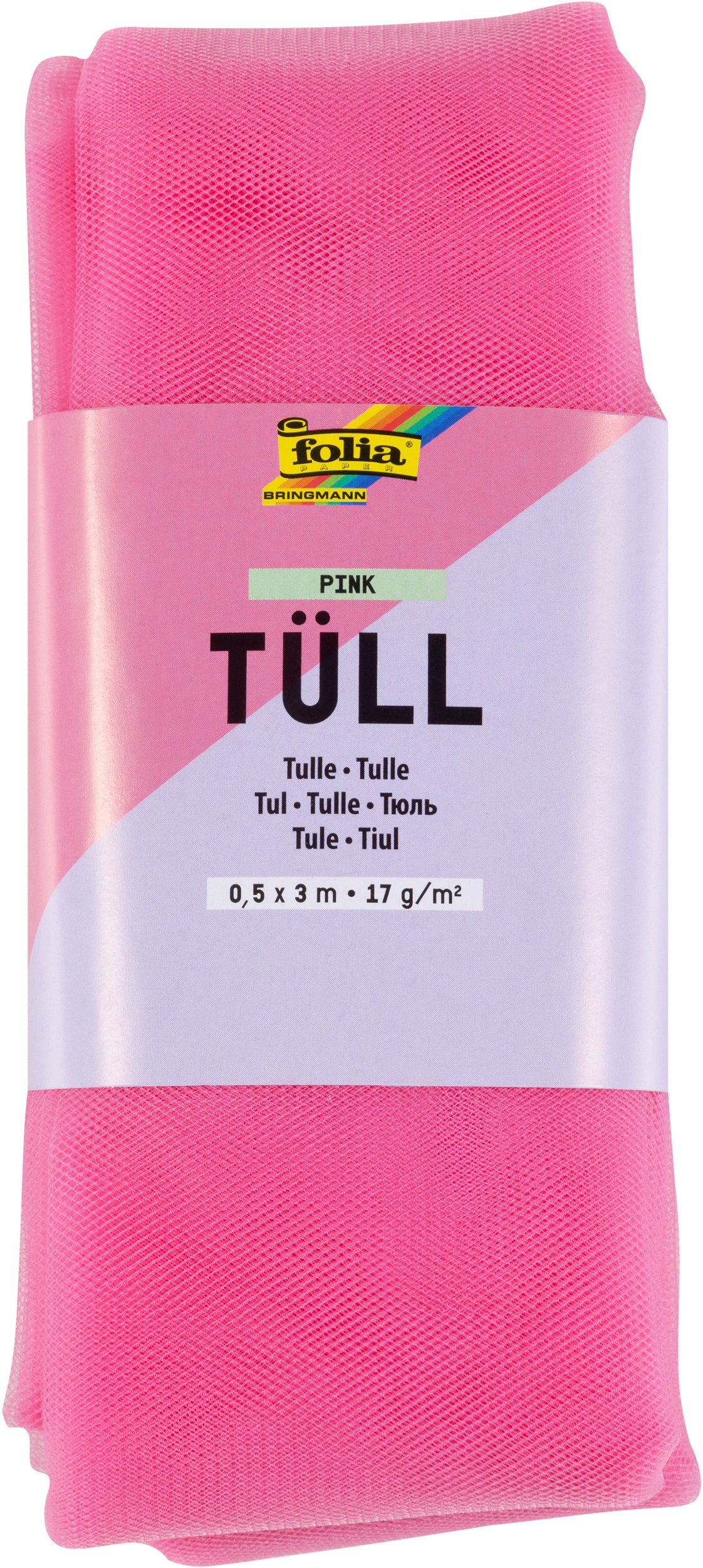 Folia Dekostoff, Tüll, Pink, 50 cm × 3 m, 8023