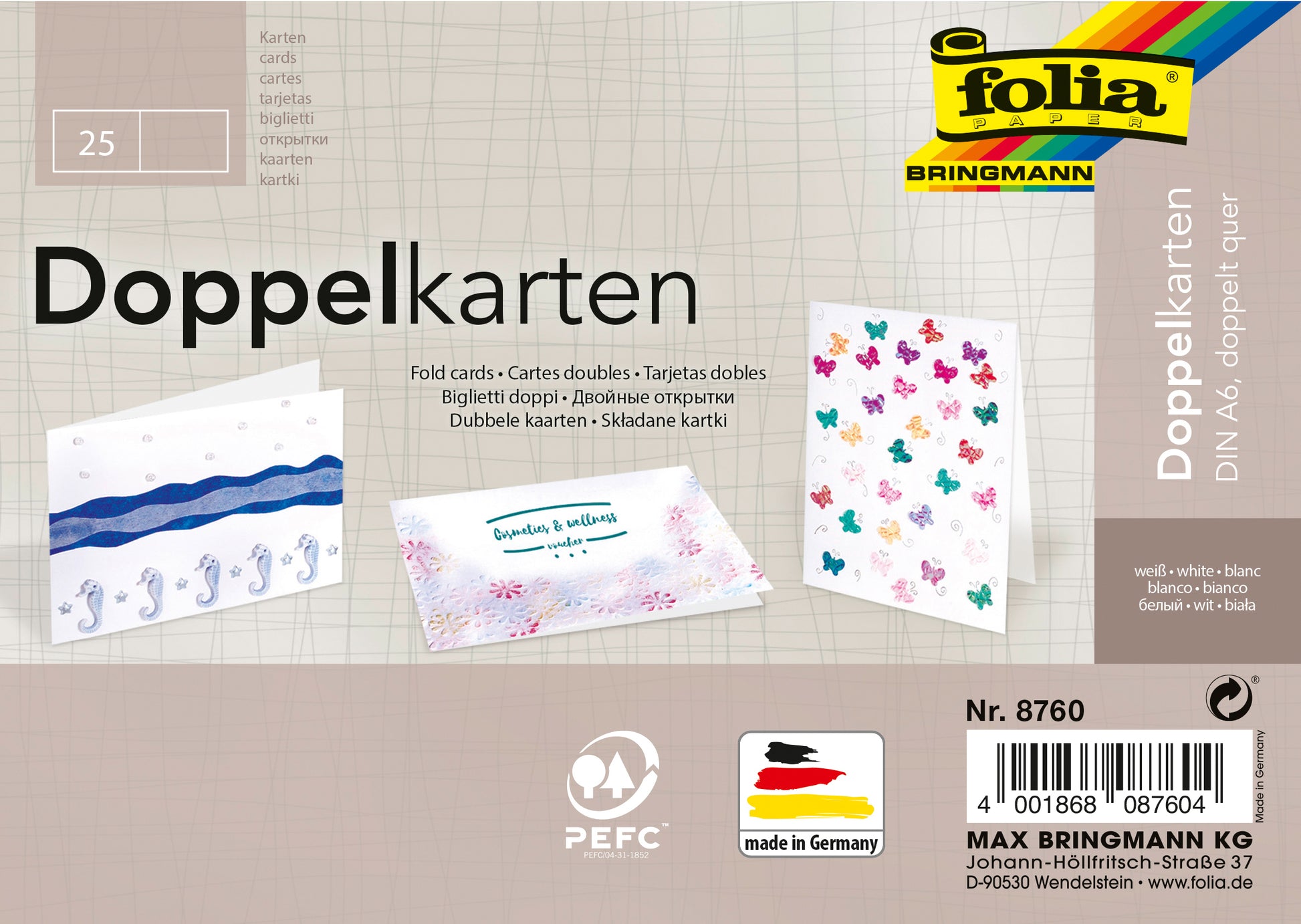 Folia Grusskarten – A6, weiss – 25 Stk