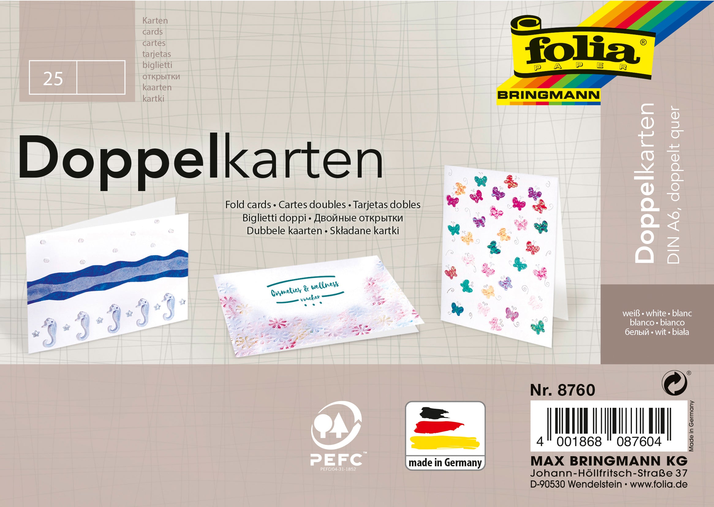Folia Grusskarten – A6, weiss – 25 Stk