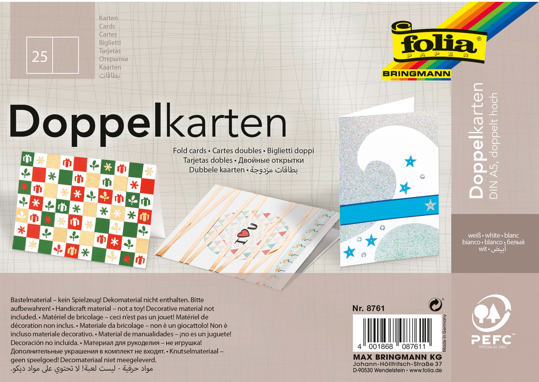 Folia Klappkarten-Set – A5, weiss – 25 Stk