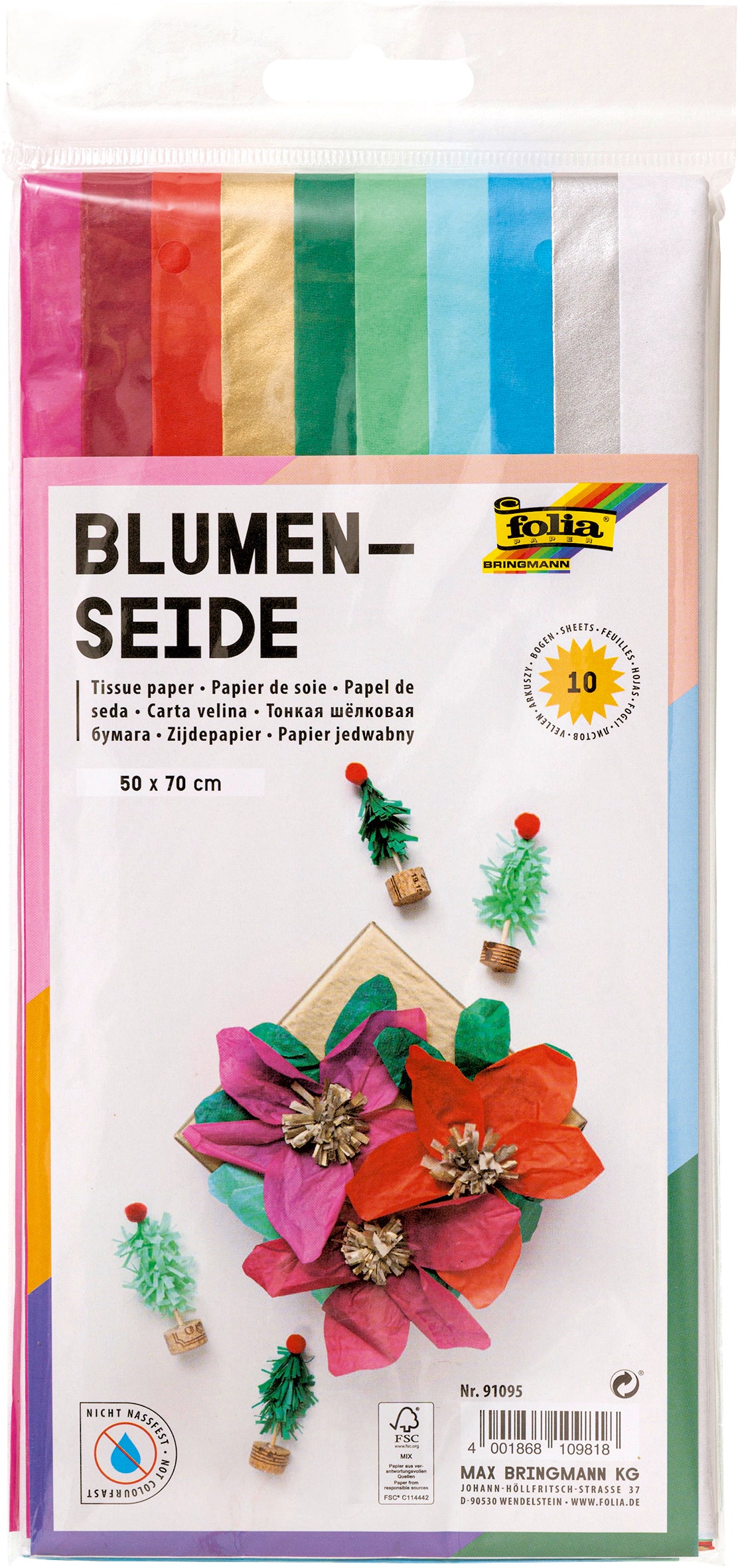 Folia Geschenkpapier-Bogen 10 Blätter – 50 cm × 0,7 m, 20 g/m²