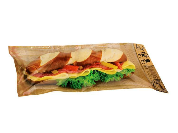 Panvas Papierbeutel – Braun, Kraftpapier, 28 × 14 cm, mit Fenster, für Sandwiches, 500 Stück