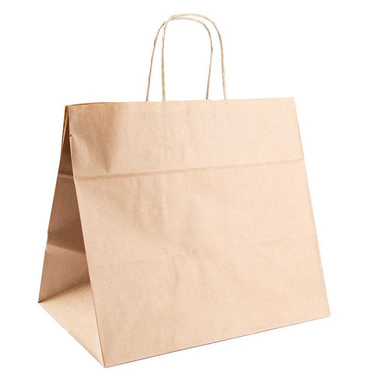 Papierbeutel – Braun, Kraftpapier, 32+21 × 28,5 cm, mit Griff, 250 Stück